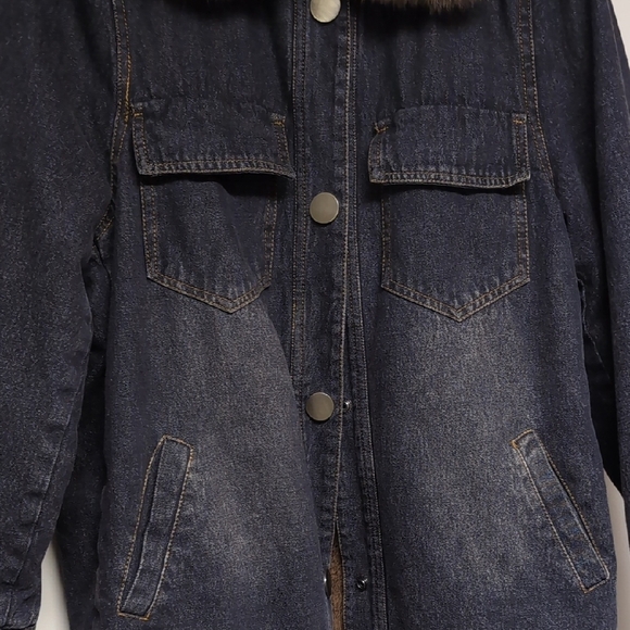TaylorMade Denim Jacket with Brown Faux Fur Collar - Picture 3 of 11